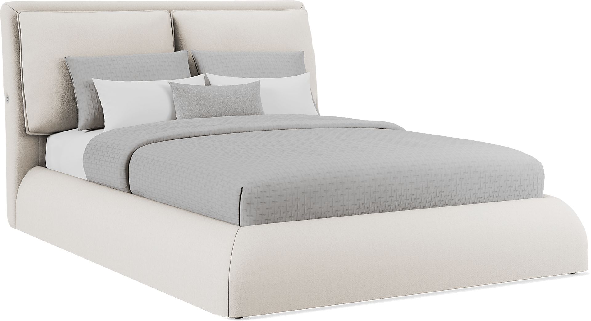 York Mills White 3 Pc Queen Upholstered Bed - Image 1