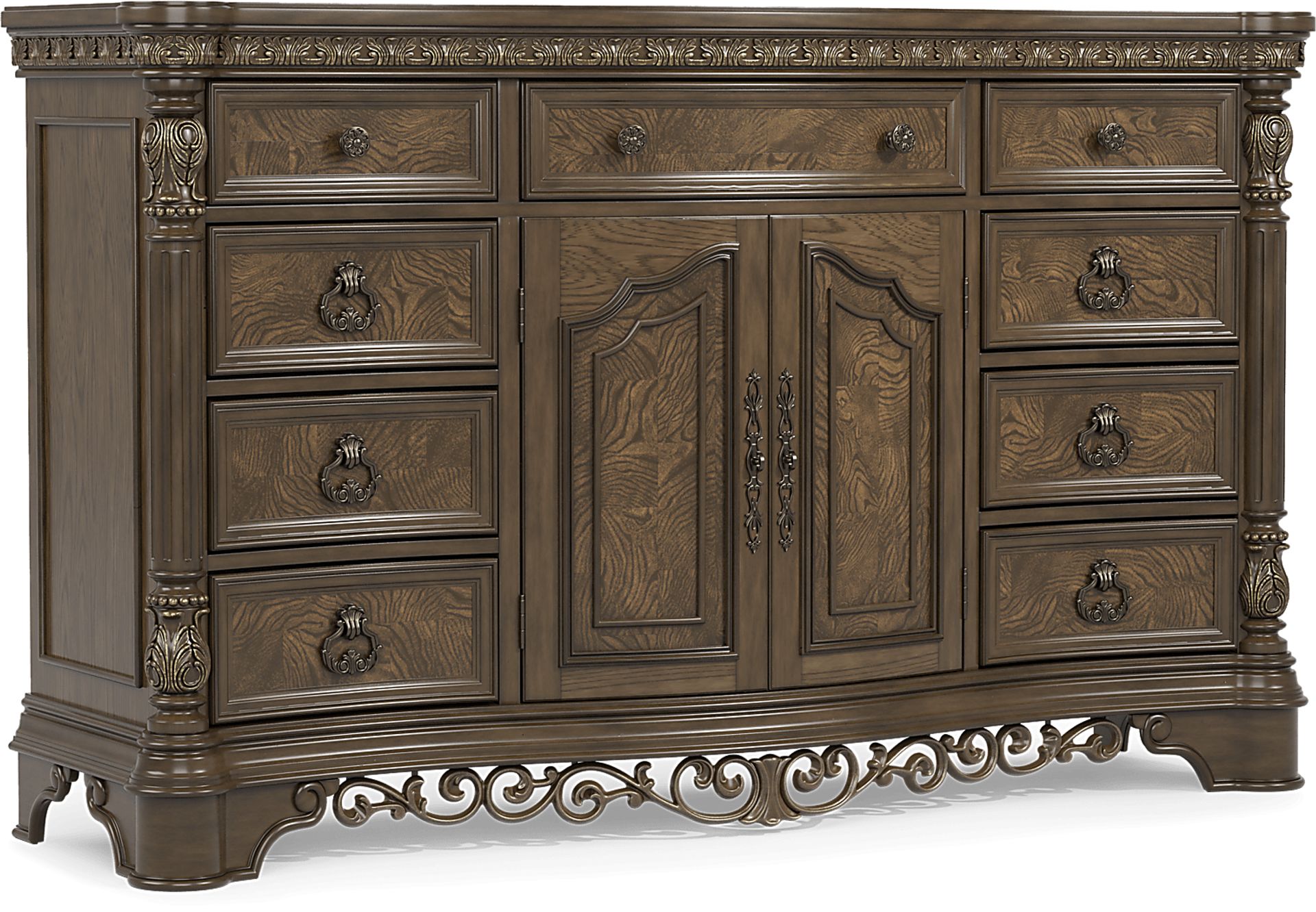 Yorkshire Manor Brown 7 Pc King Panel Bedroom - Image 6