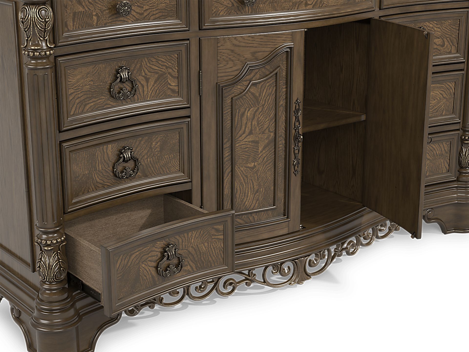 Yorkshire Manor Brown 7 Pc King Panel Bedroom - Image 8