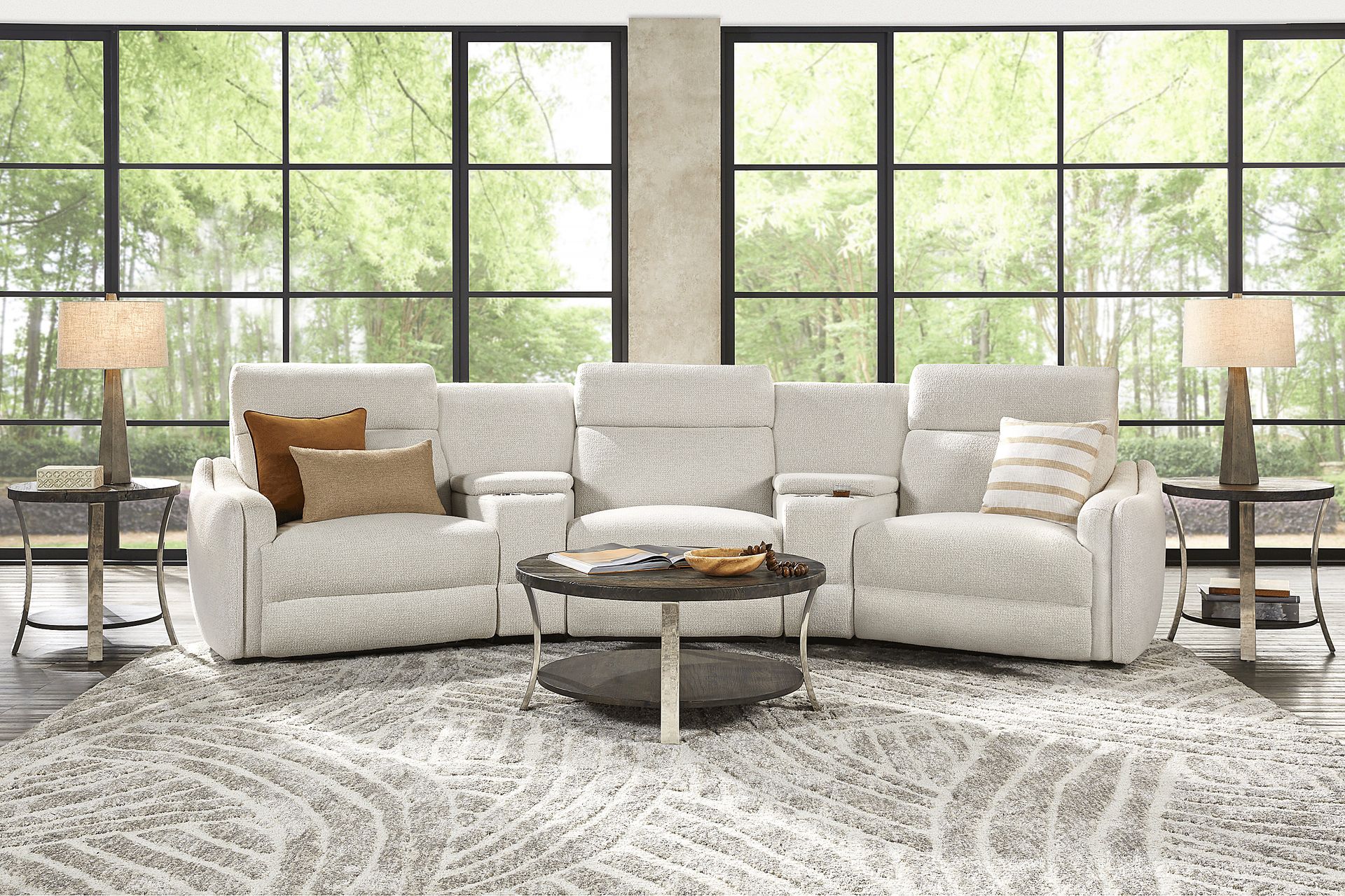 Yountville White 10 Pc Dual Power Reclining Sectional Living Room - Image 1