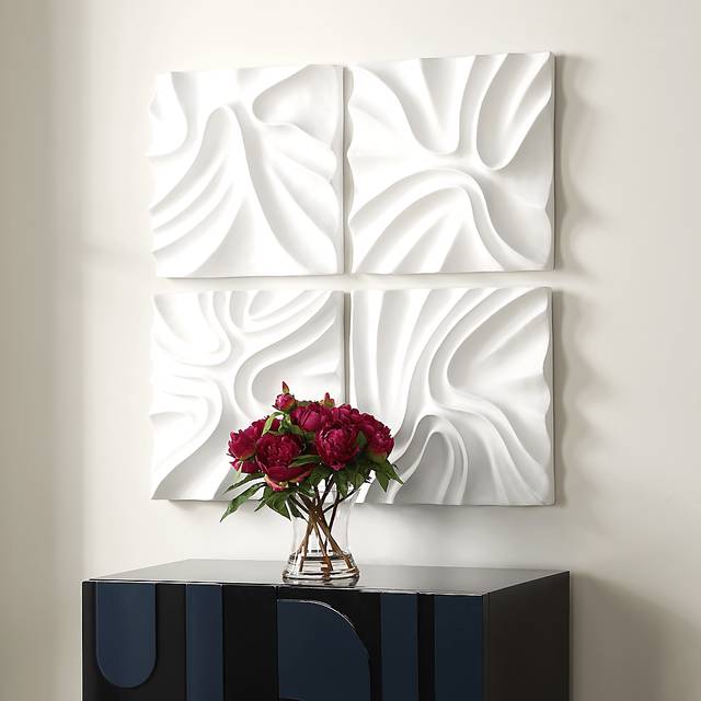 Yuaher White Wall Decor, Set of 4 - Thumbnail - Image 2