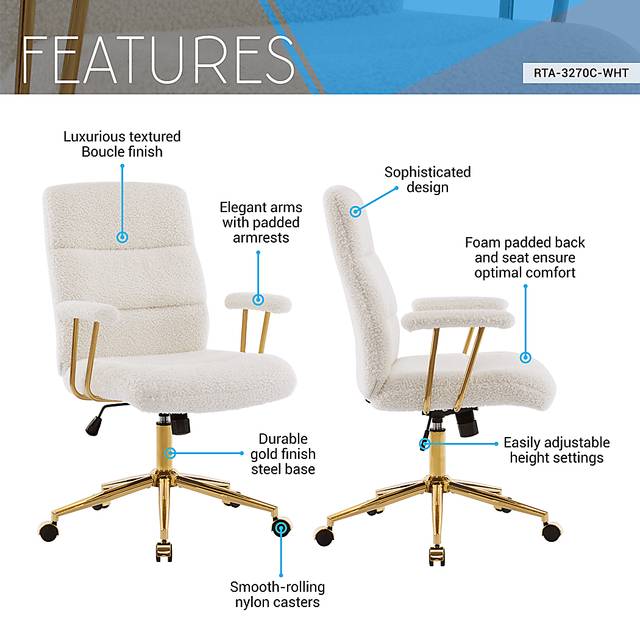 Yvoria White Office Chair - Thumbnail - Image 4