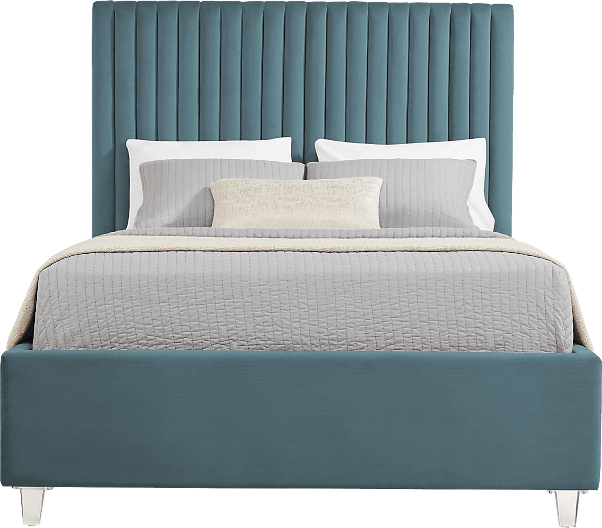 Zada Blue 3 Pc King Upholstered Bed - Image 1