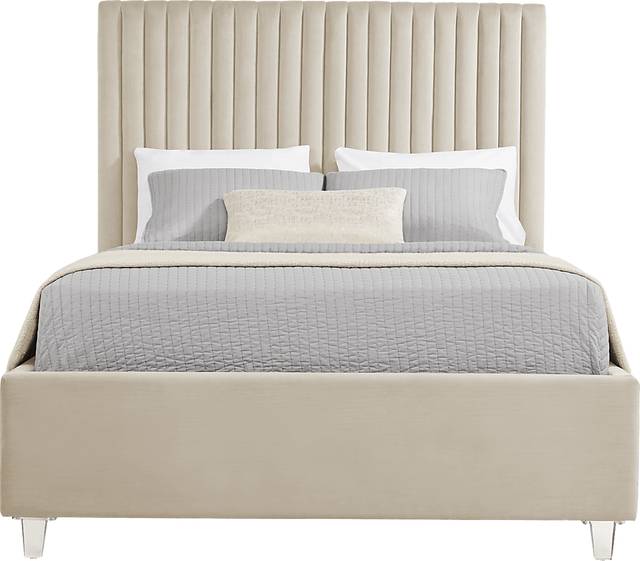 Zada Cream 3 Pc King Upholstered Bed - Thumbnail - Image 1