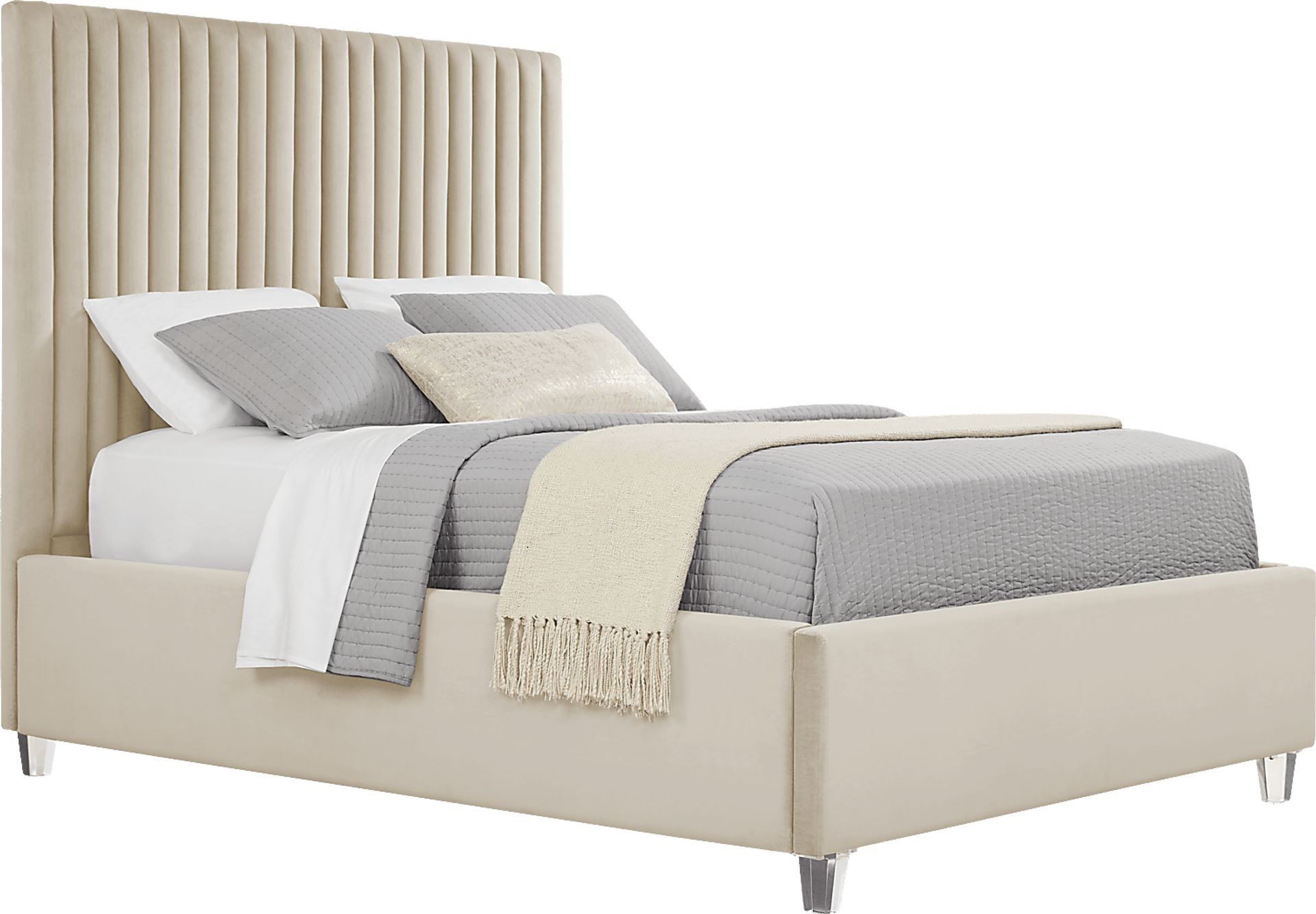 Zada Cream 3 Pc Queen Upholstered Bed - Image 2