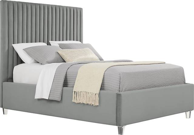Zada Gray 3 Pc Queen Upholstered Bed - Thumbnail - Image 2
