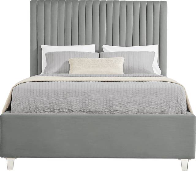 Zada Gray 3 Pc Queen Upholstered Bed - Thumbnail - Image 1