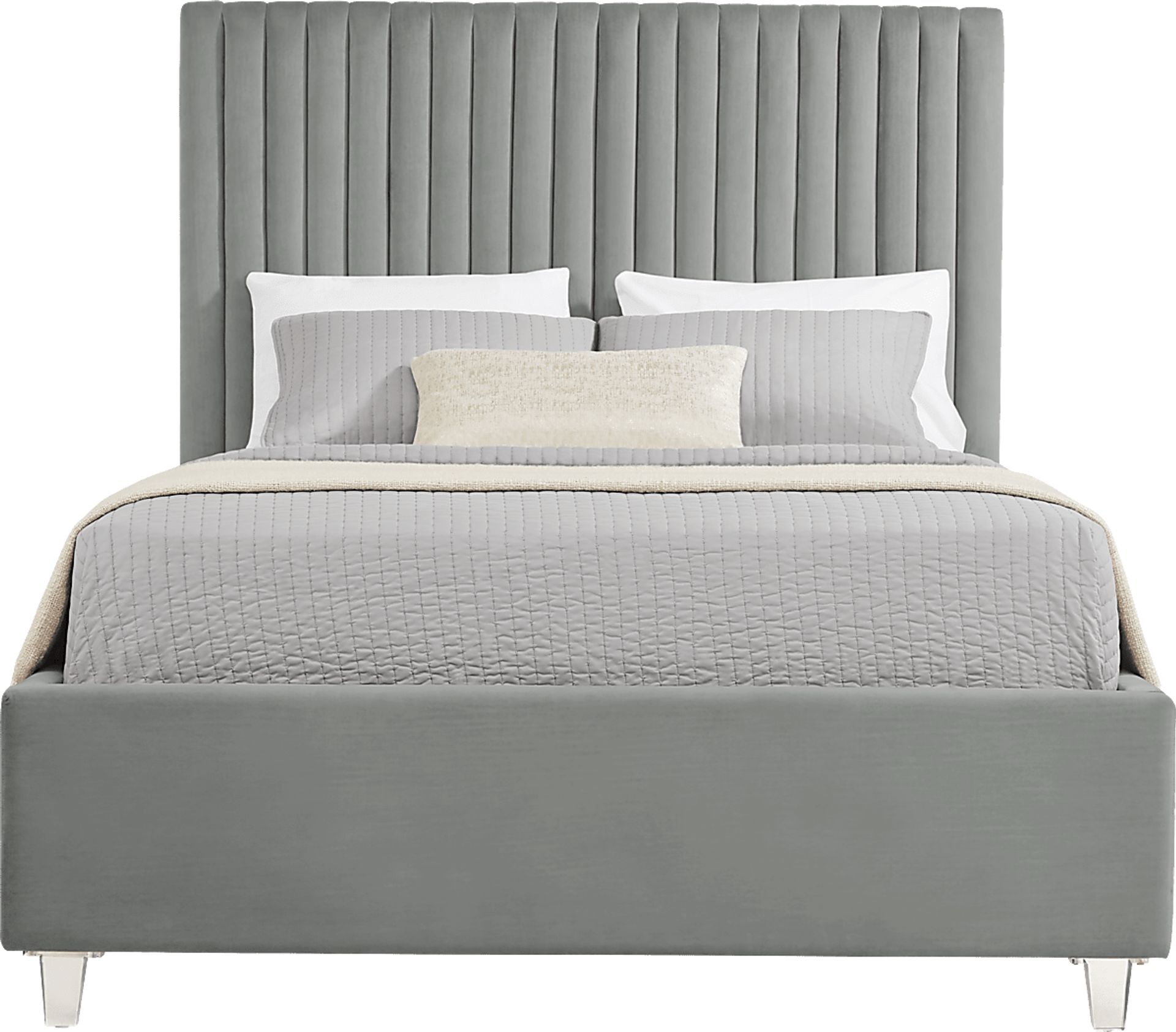 Zada Gray 3 Pc Queen Upholstered Bed - Image 1