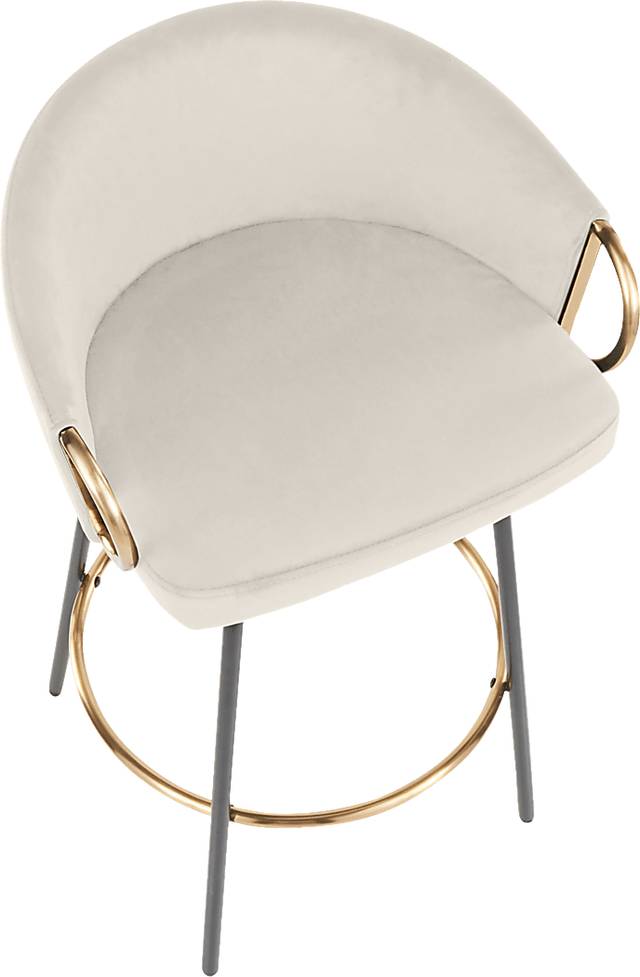 Zaharias Cream Swivel Counter Height Stool, Set of 2 - Thumbnail - Image 3