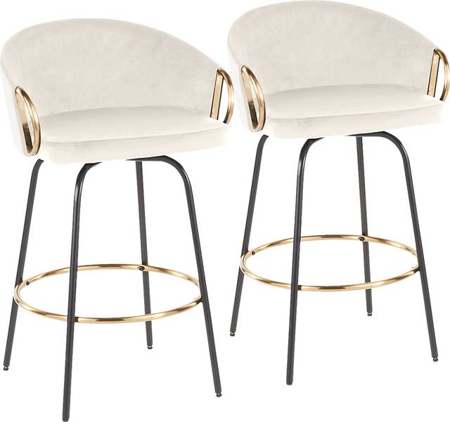 Zaharias Cream Swivel Counter Height Stool, Set of 2 - Thumbnail - Image 1
