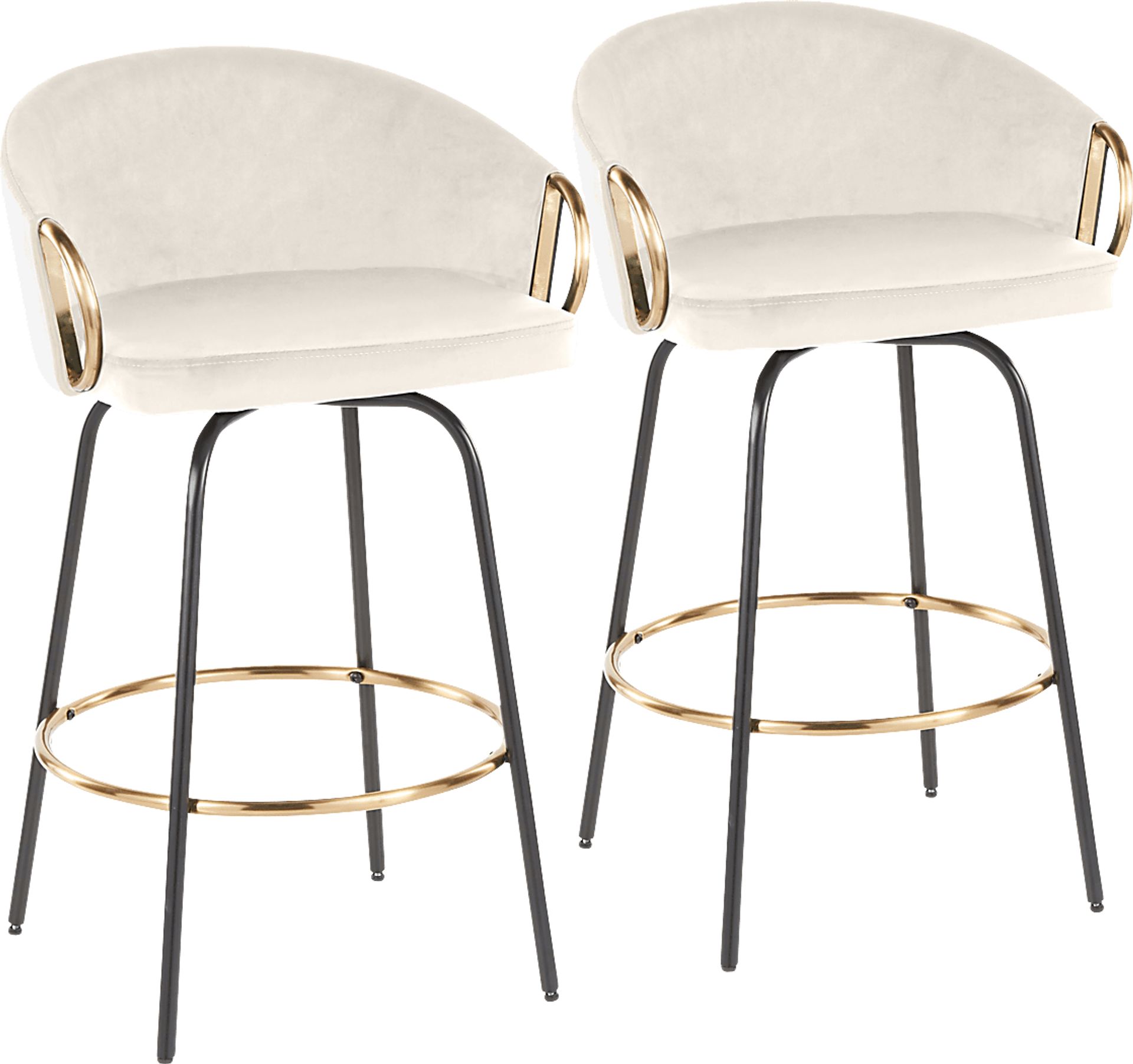 Zaharias Cream Swivel Counter Height Stool, Set of 2 - Image 1