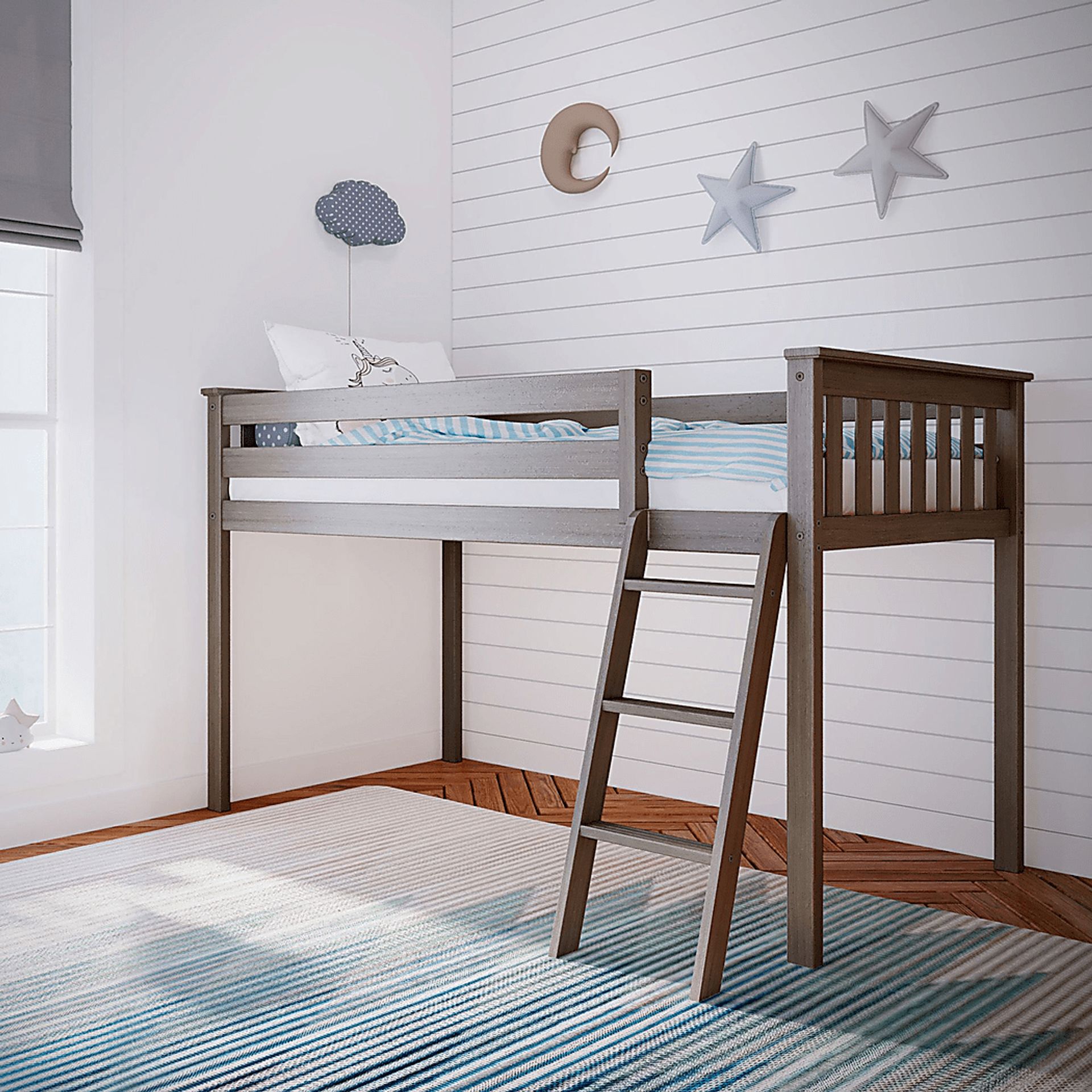 Kids Zahava Brown Twin Low Loft Bed - Image 1