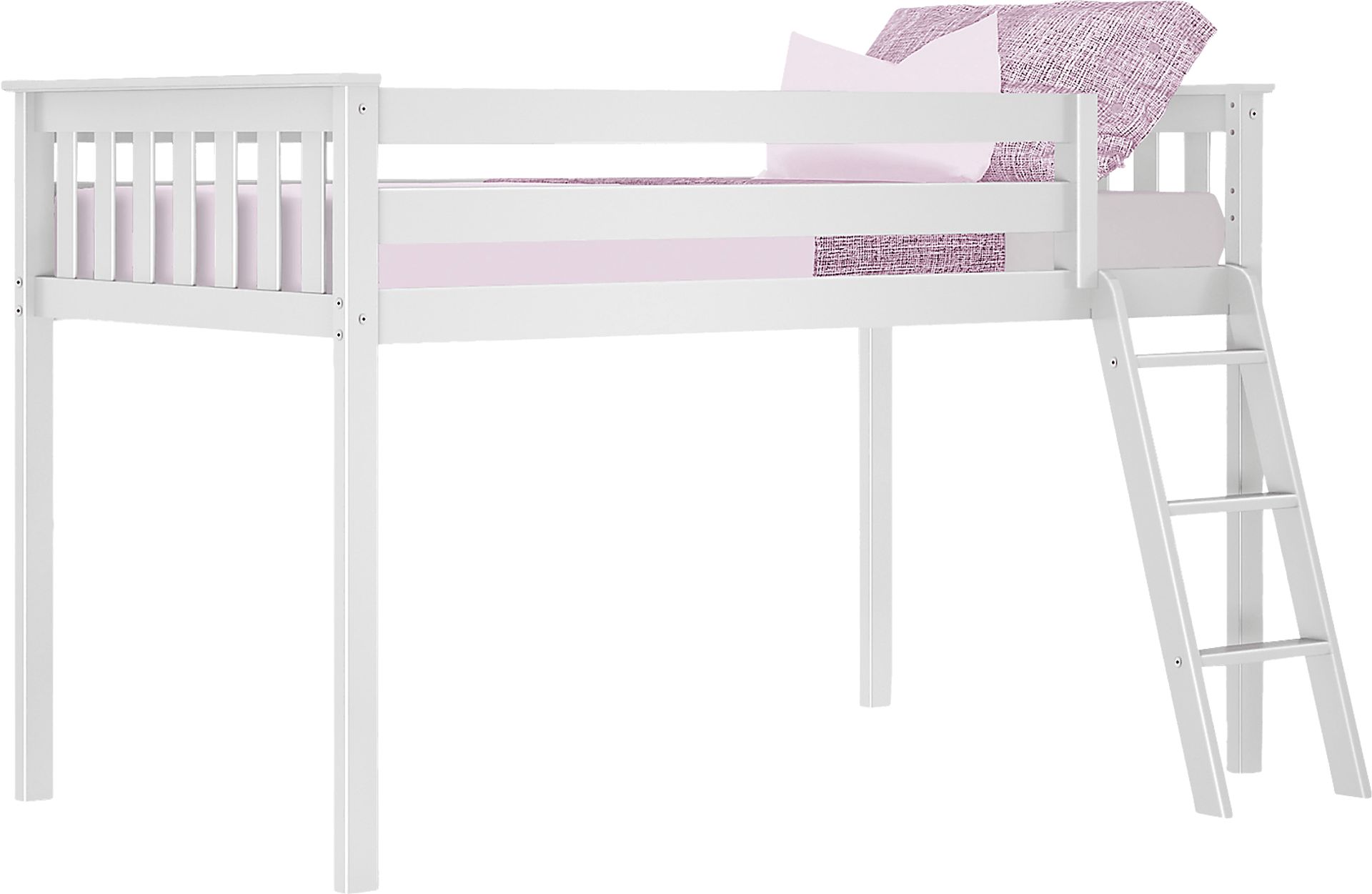 Kids Zahava White Twin Low Loft Bed - Image 2