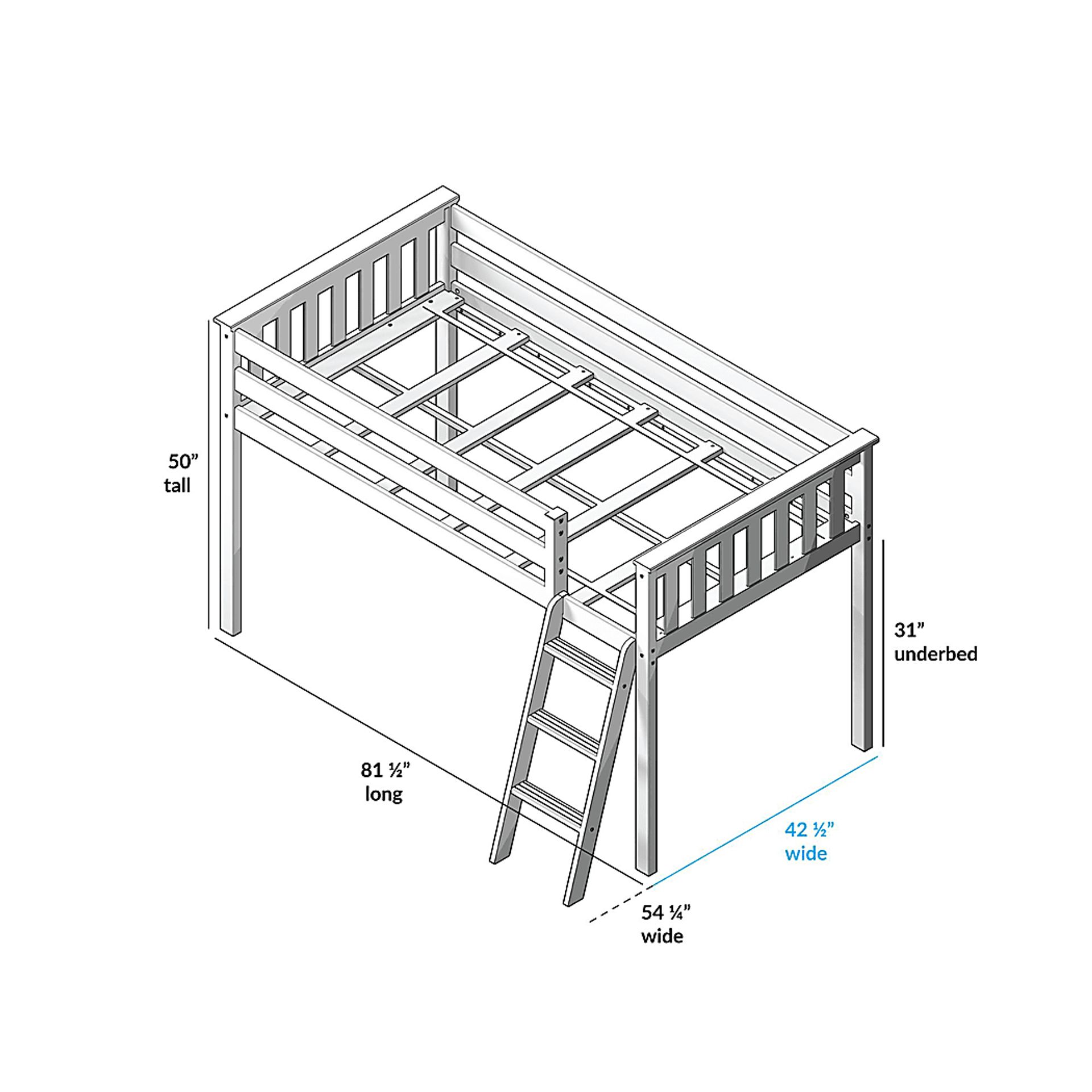 Kids Zahava White Twin Low Loft Bed - Image 7