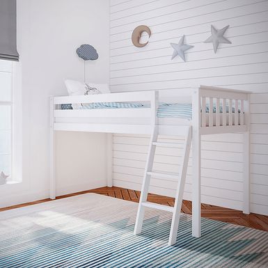 Kids Zahava White Twin Low Loft Bed