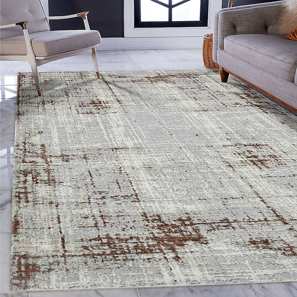 Zaheki Gray,Red Rugs Rooms to Go