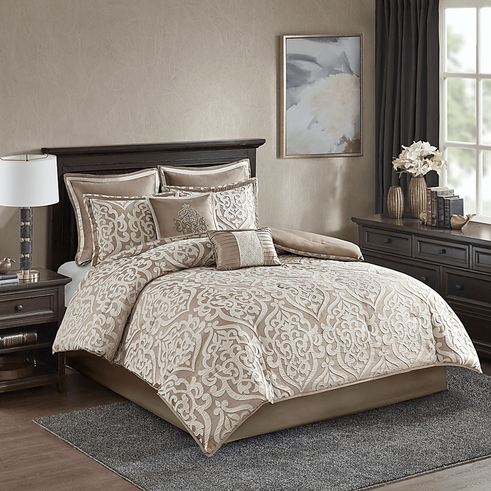 Zaida Tan 8 Pc King Comforter Set - Image 2