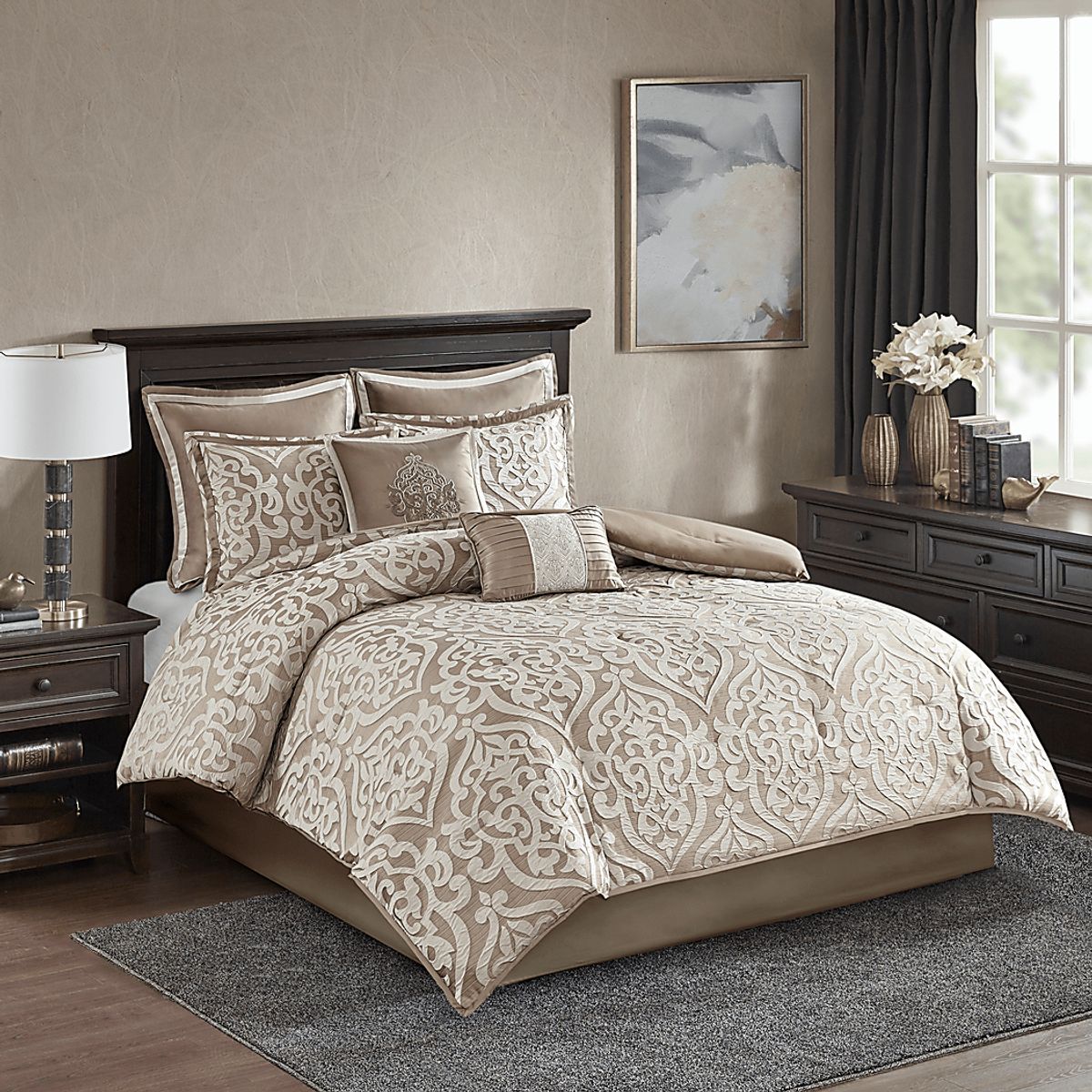 Zaida Tan Beige,Brown 8 Pc King Comforter Set | Rooms to Go