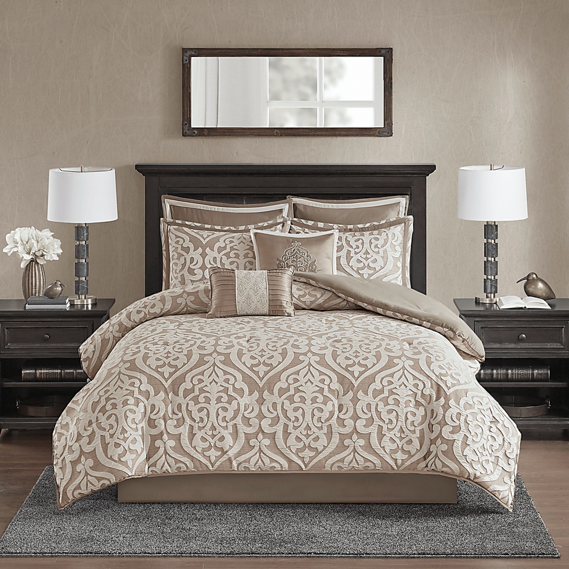 Zaida Tan 8 Pc King Comforter Set - Image 1
