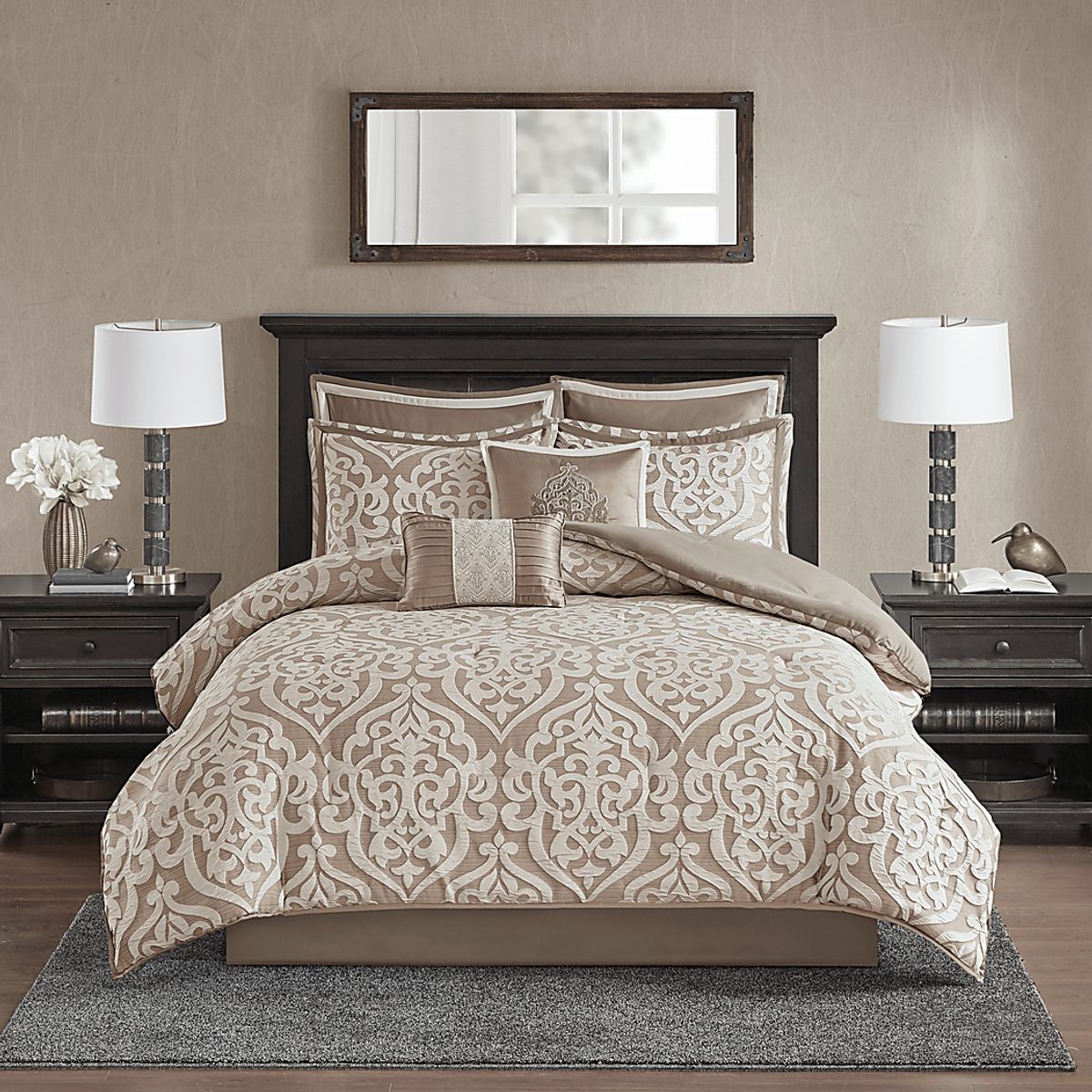 Zaida Tan Beige,Brown 8 Pc King Comforter Set Rooms to Go