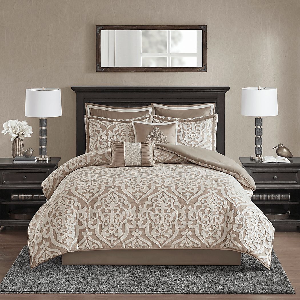Zaida Tan 8 Pc Queen Comforter Set