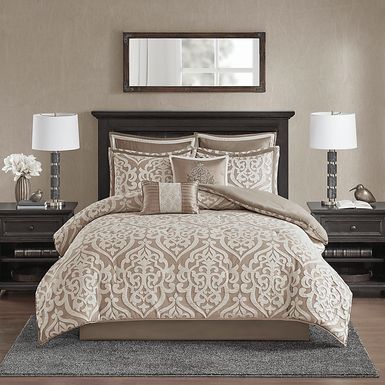 Zaida Tan 8 Pc Queen Comforter Set