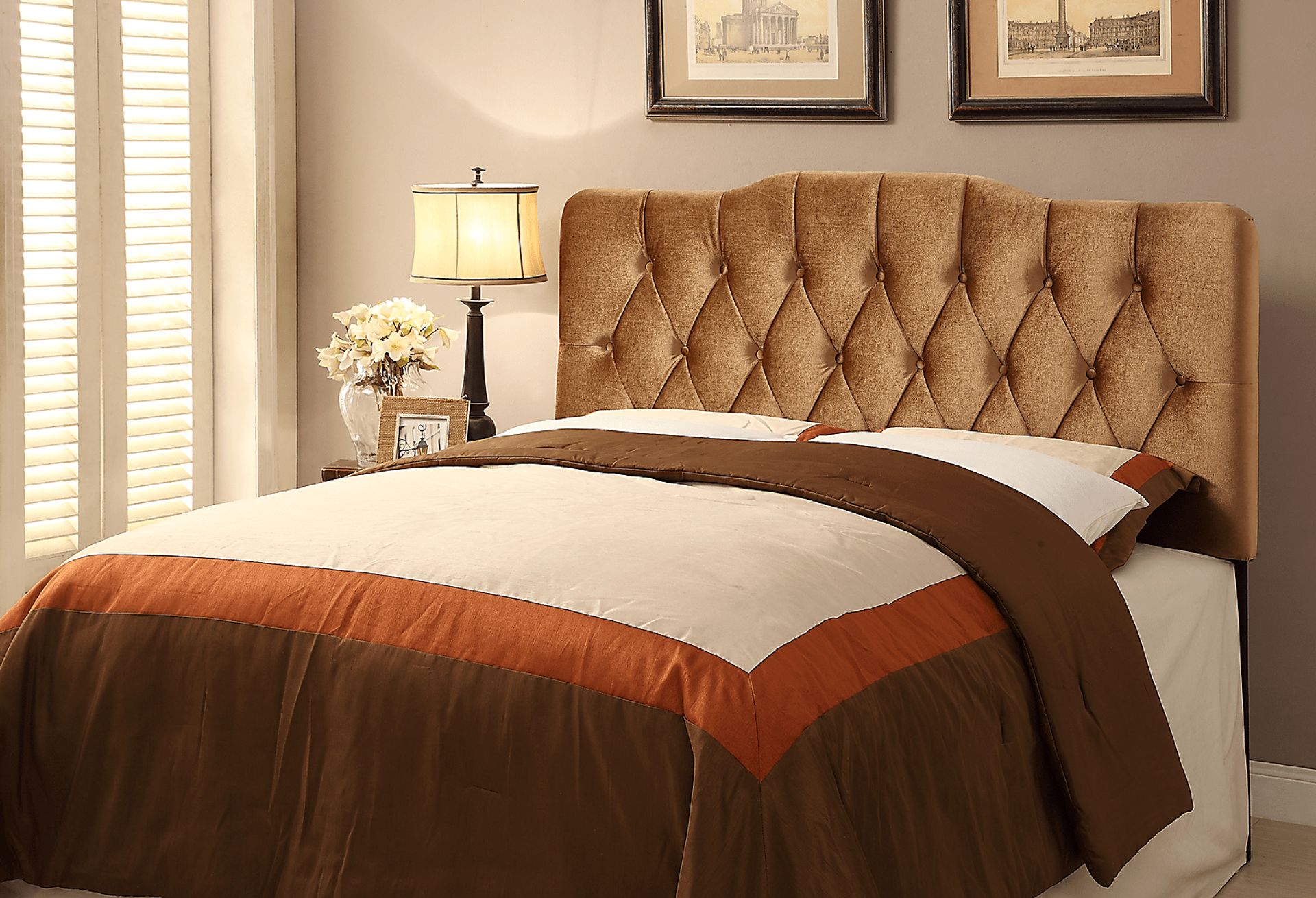 Zailey Bronze Queen Upholstered Headboard - Image 1