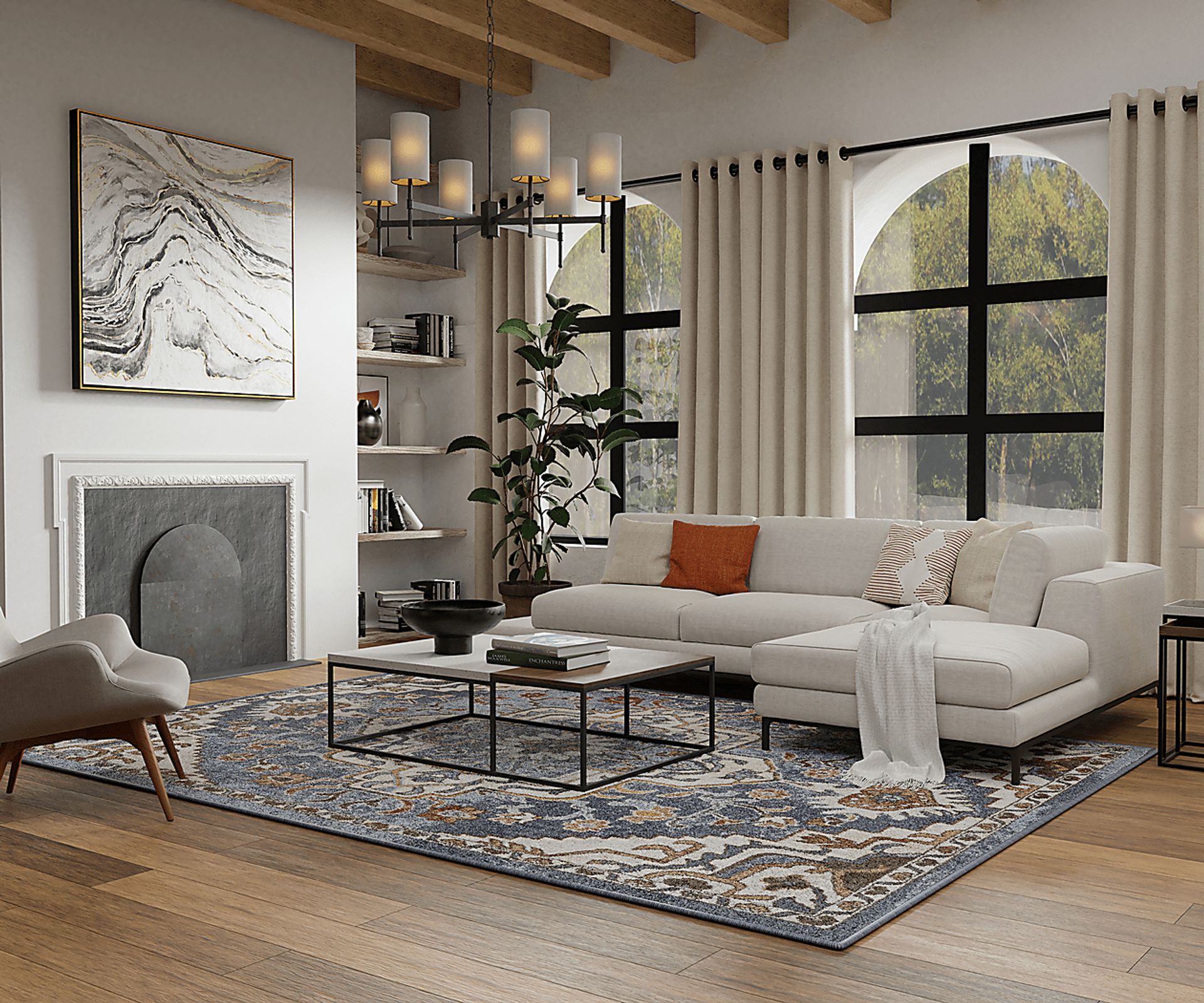 Zailorn Blue 5'3 x 7'3 Area Rug - Image 2