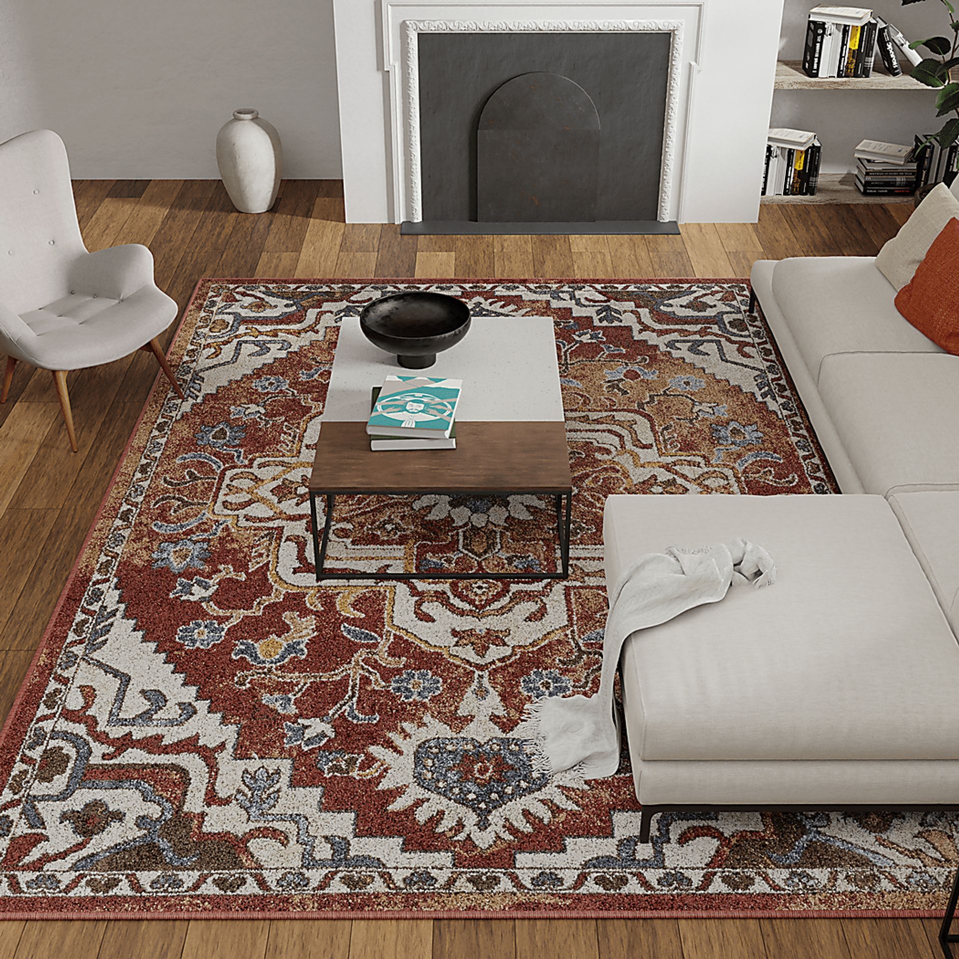 Zailorn Orange 5'3 x 7'3 Area Rug - Image 2