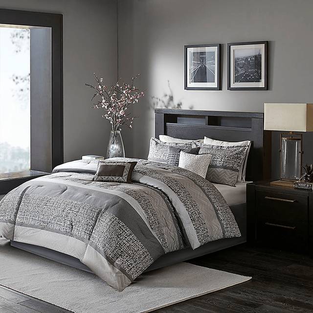Zair Gray 7 Pc King Comforter Set - Thumbnail - Image 2