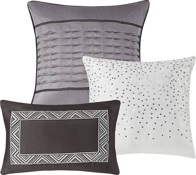 Zair Gray 7 Pc King Comforter Set - Thumbnail - Image 8