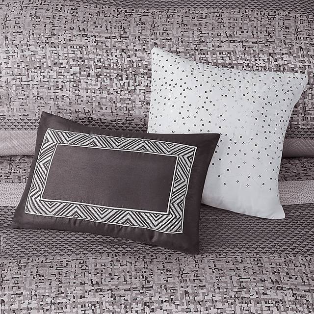 Zair Gray 7 Pc King Comforter Set - Thumbnail - Image 10