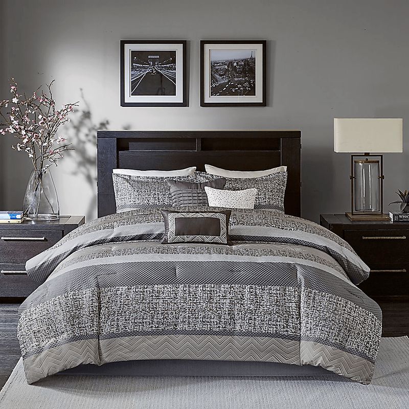 Zair Gray 7 Pc Queen Comforter Set