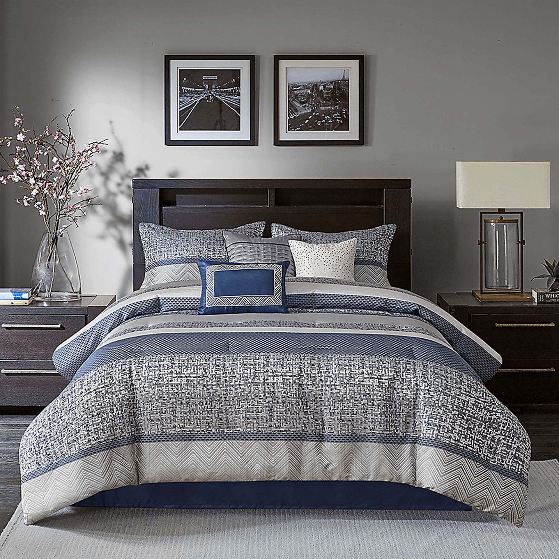Zaiyah Blue 7 pc Cal King Comforter Set - Image 2