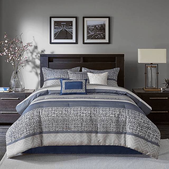 Zaiyah Blue 7 pc King Comforter Set - Thumbnail - Image 2