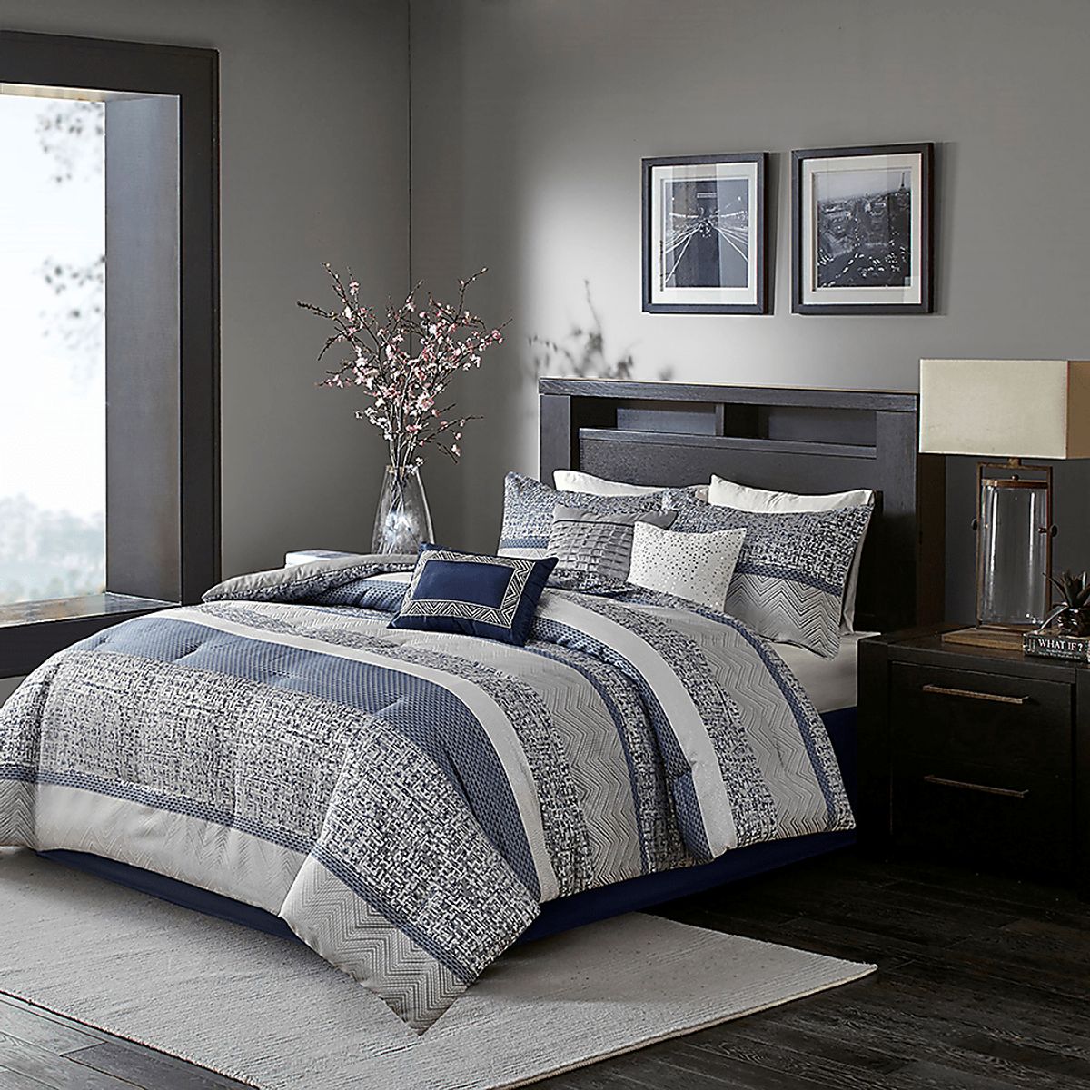 Zaiyah Blue 7 Pc King Comforter Set | Rooms To Go