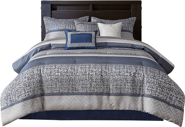 Zaiyah Blue 7 pc King Comforter Set - Thumbnail - Image 1
