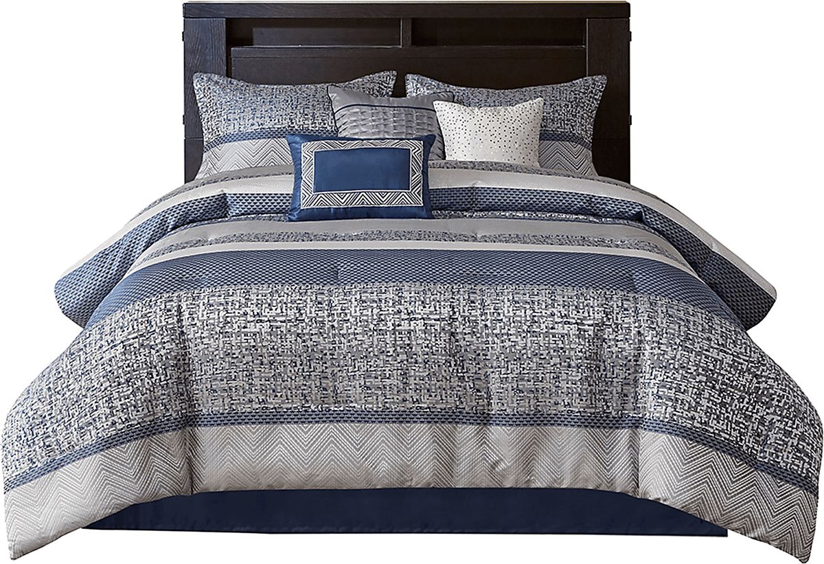 Zaiyah Blue 7 Pc King Comforter Set | Rooms To Go