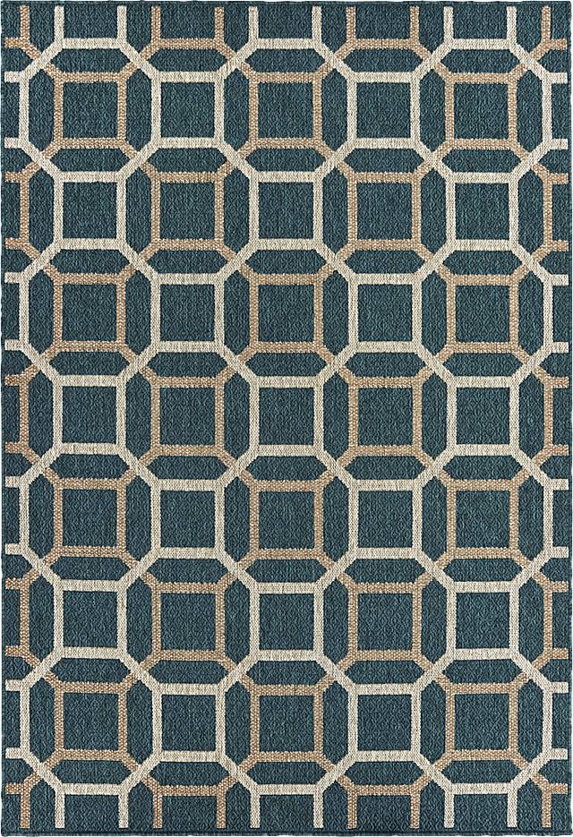 Zali Blue 6'7 x 9'2 Indoor/Outdoor Rug - Thumbnail - Image 1
