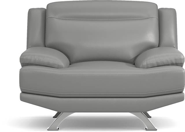 Zamora Gray Leather Chair - Thumbnail - Image 3