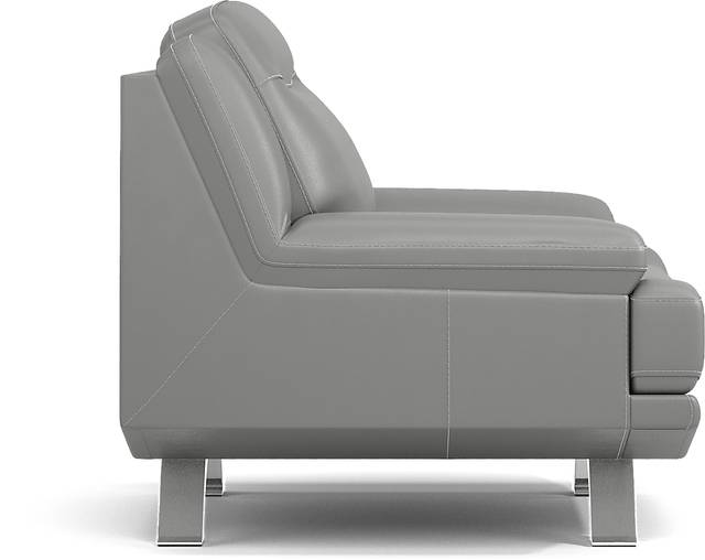 Zamora Gray Leather Chair - Thumbnail - Image 4