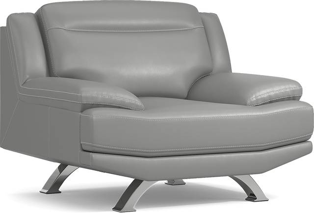 Zamora Gray Leather Chair - Thumbnail - Image 1
