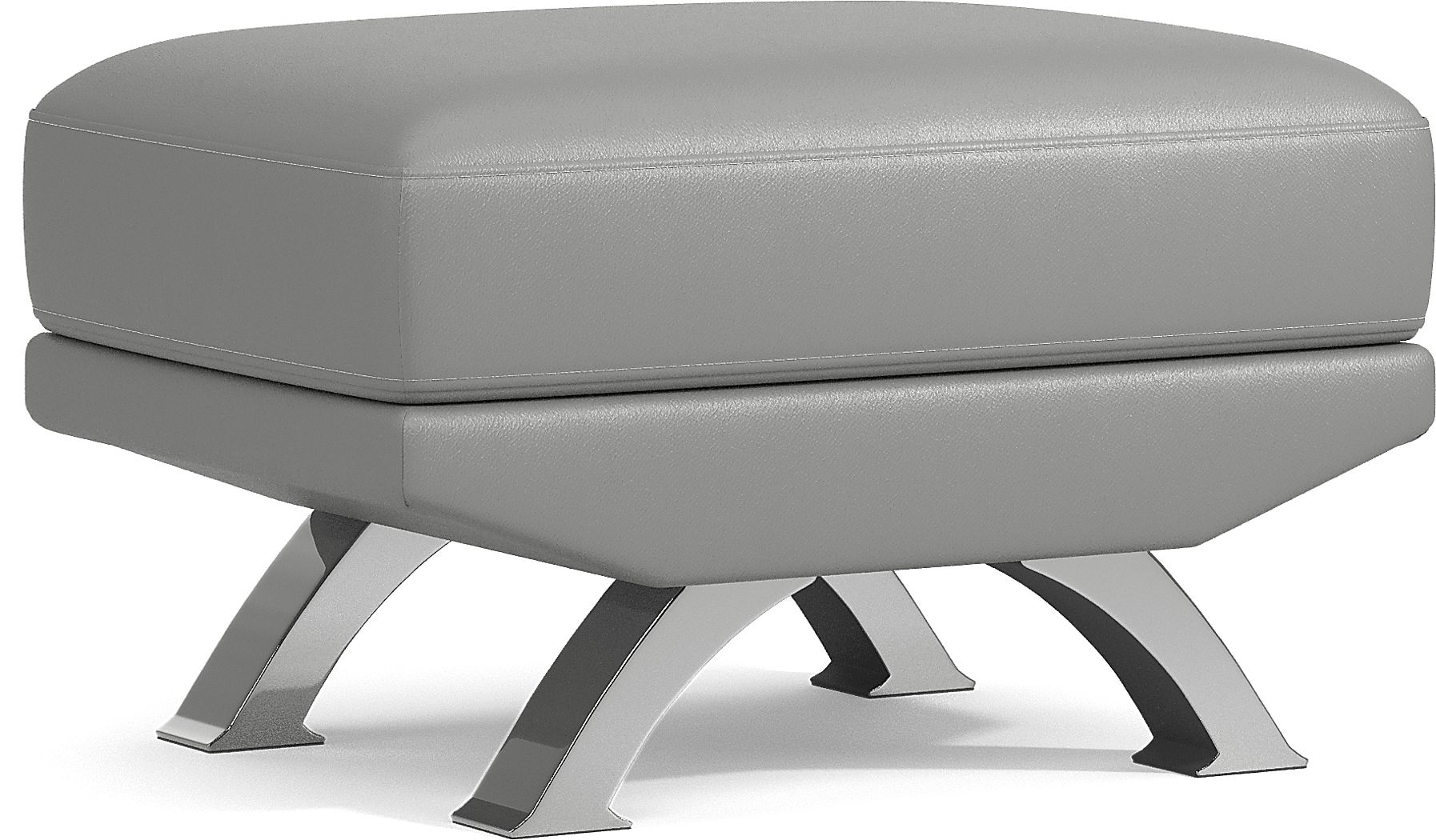 Zamora Gray Leather Ottoman