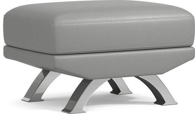 Zamora Gray Leather Ottoman