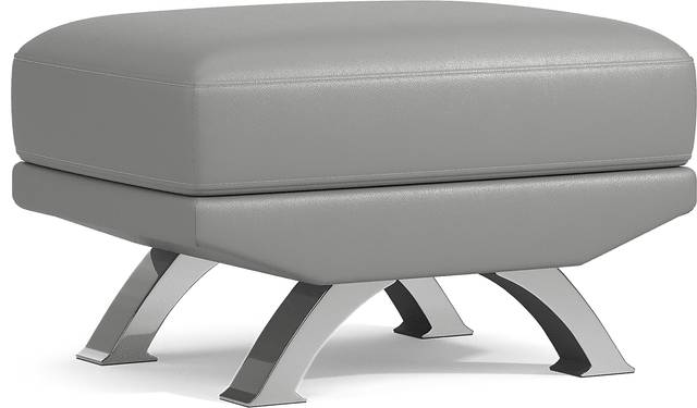 Zamora Gray Leather Ottoman - Thumbnail - Image 1