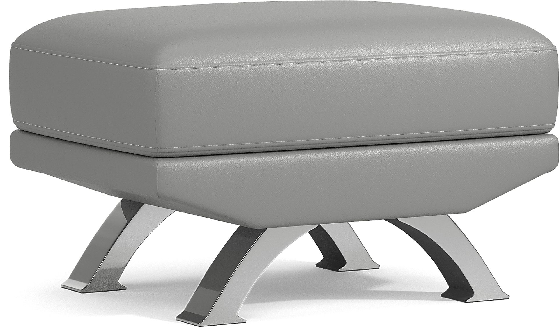 Zamora Gray Leather Ottoman - Image 1