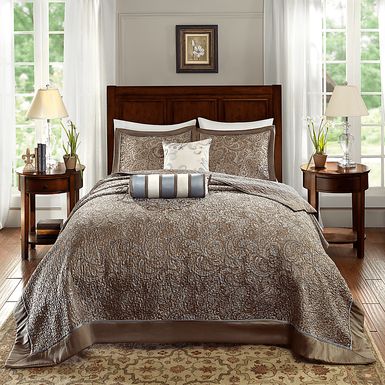 Zandria Blue 5 Pc King Bedspread Set