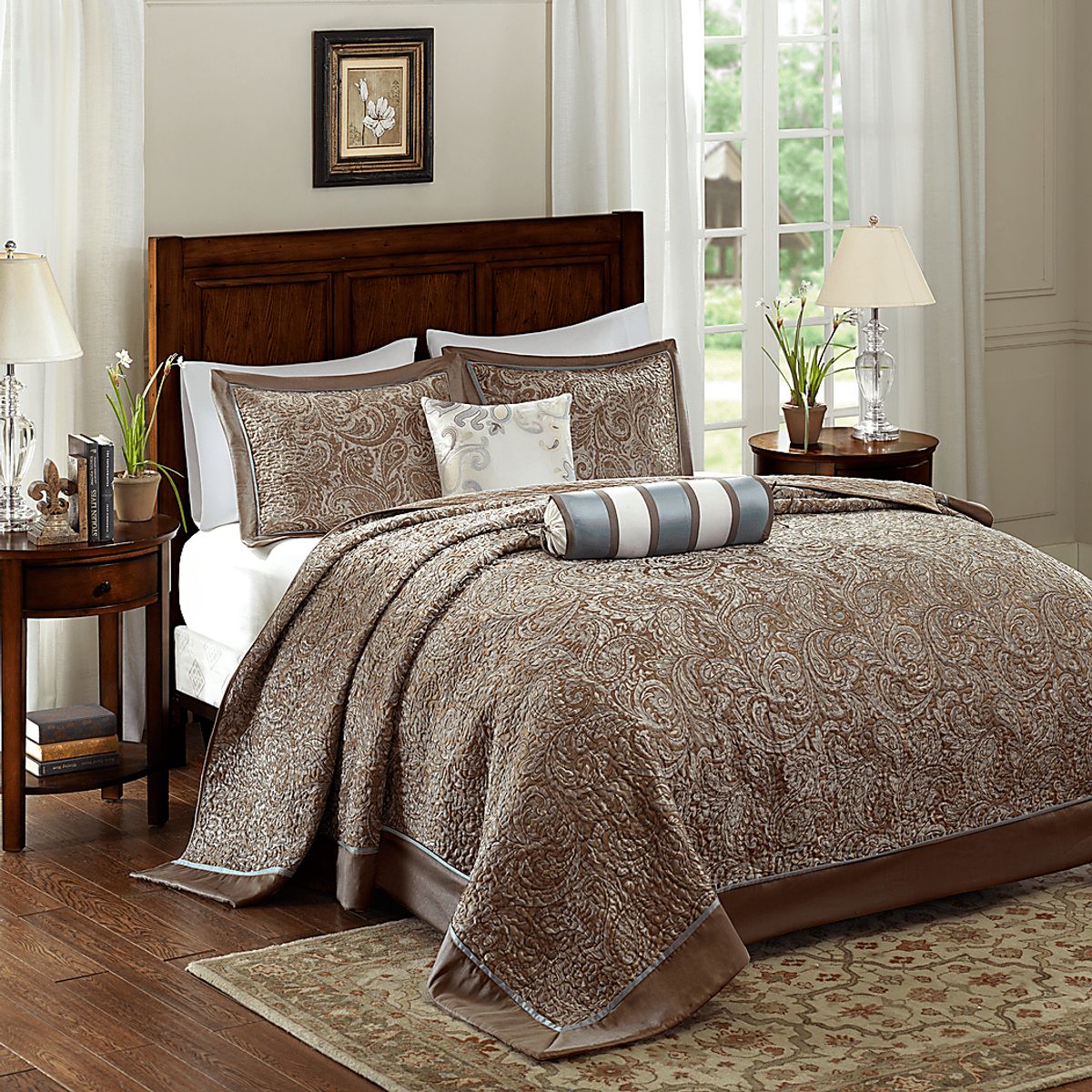 Zandria Blue 5 Pc Queen Bedspread Set | Rooms to Go