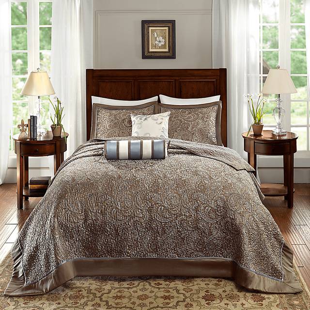 Zandria Blue 5 Pc Queen Bedspread Set - Thumbnail - Image 1