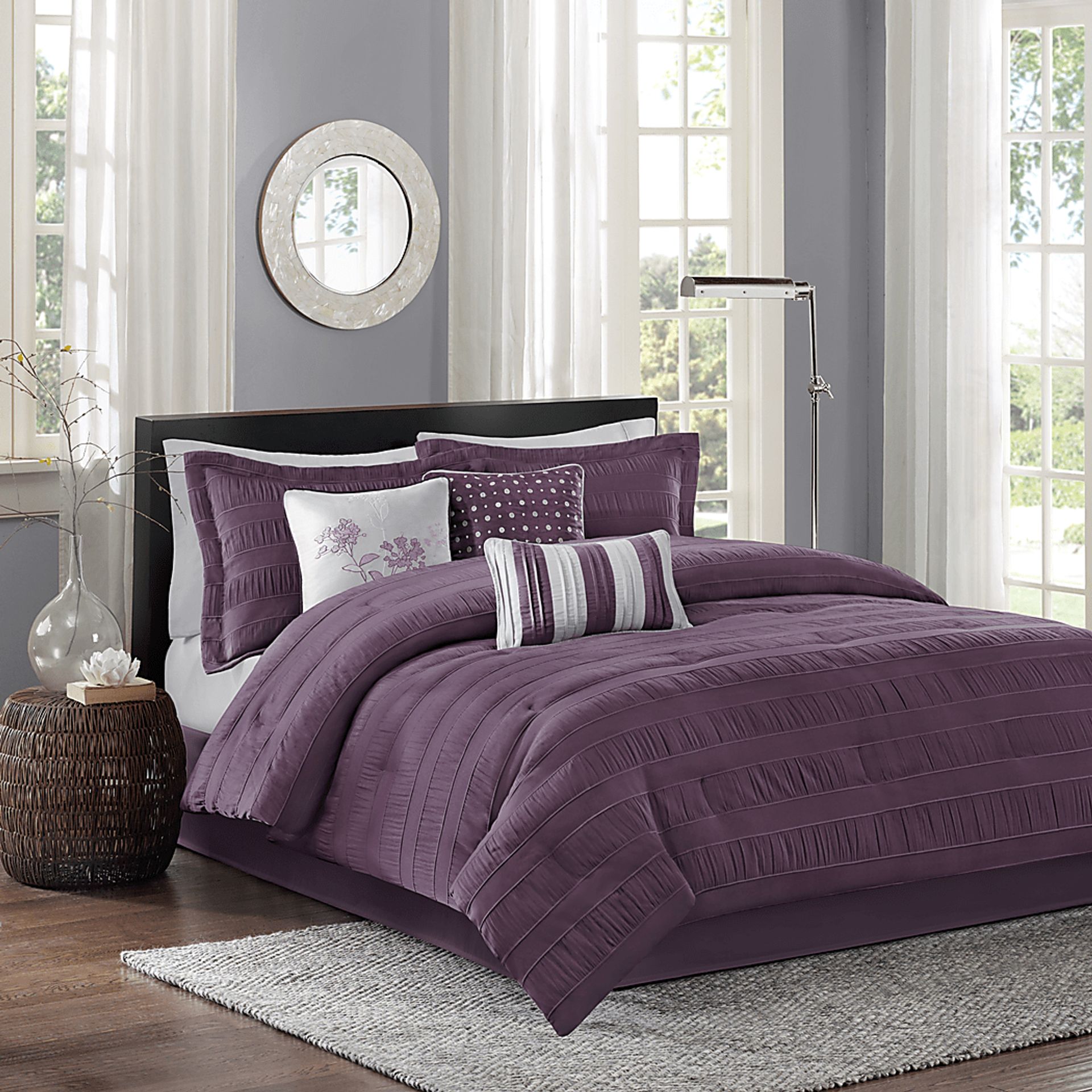 Zanya Plum 7 Pc California King Comforter Set - Image 2